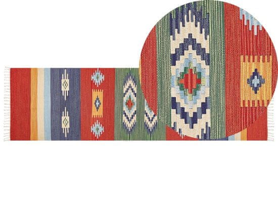 Beliani Bavlněný kelimový koberec 80 x 300 cm vícebarevný KAMARIS