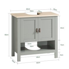 SoBuy SoBuy BZR69-II-HG Skříňka pod umyvadlo Koupelnová skříňka Koupelnový nábytek Světle šedá 60x60x30cm