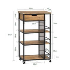 SoBuy SoBuy FKW99-N Servírovací vozík Boční vozík Barový vozík Kuchyňský vozík Kuchyňský regál s kolečky 50x87x37cm