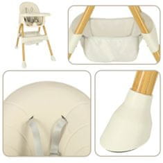 KIK KX4516 Dětská jídelní židlička s podnožkou krémová