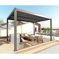 MCW Pergola L46, zahradní pavilon z lamelového roštu, hliníkový rám 10 cm, okap proti dešti, 3x3 m ~ antracitová barva