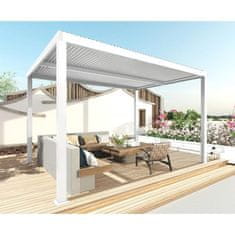 MCW Pergola L46, zahradní pavilon z lamel, 11cm hliníkový rám, dešťový žlab, 3x3m ~ bílá