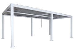 MCW Pergola L46, zahradní pavilon z lamelového roštu, 11cm hliníkový rám, dešťový žlab, 3x6m ~ bílá