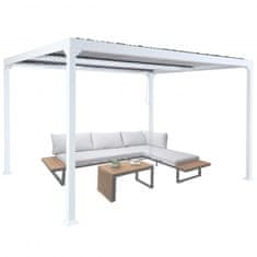 MCW Hliníková pergola L41, lamelové zastřešení terasy, robustní 8cm kovový rám 3x3,7 m ~ bílá