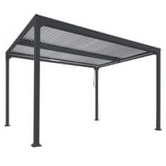 MCW Hliníková pergola L41, lamelové zastřešení terasy, robustní 8cm kovový rám 3x3m ~ antracitová barva