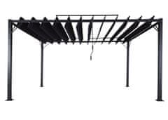 MCW Pergola L40, střecha zahradního pavilonu z lamel, hliníkový rám 8 cm, tkanina/textilie, 3x4 m, antracitová barva