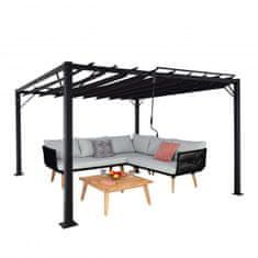 MCW Pergola L40, střecha zahradního pavilonu z lamel, hliníkový rám 8 cm, tkanina/textilie, 3x3 m, antracitová barva