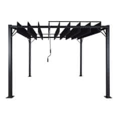 MCW Pergola L40, střecha zahradního pavilonu z lamel, hliníkový rám 8 cm, tkanina/textilie, 3x3 m, antracitová barva