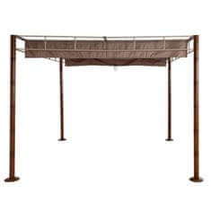 MCW Pergola L42, zahradní pavilon s krytem terasy, robustní 7cm kovový rám 3x3m bambusový vzhled ~ taupe-brown