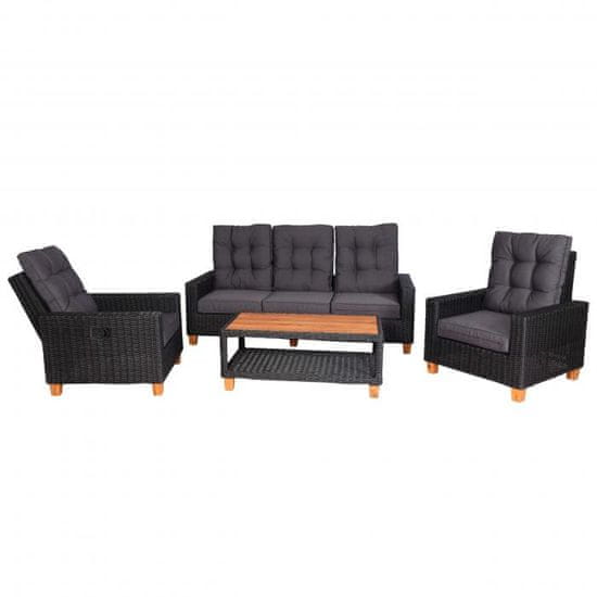 MCW Zahradní set G28, lounge set, akátové dřevo, půlkruhový ratan nastavitelný MVG