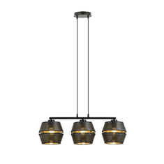 shumee MALIA 3 BLACK/GOLD 1185/3 závěsná lampa černá se stínidlem zlatý střed