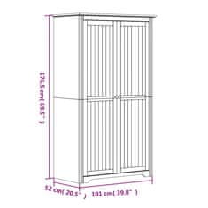 Vidaxl Šatní skříň BODO bílá a hnědá 101x52x176,5 cm masivní borovice