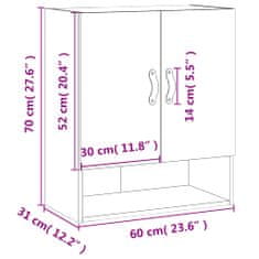 Vidaxl Nástěnná skříňka bílá s vysokým leskem 60 x 31 x 70 cm kompozit