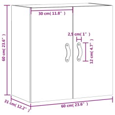 Petromila Nástěnná skříňka betonově šedá 60 x 31 x 60 cm kompozitní dřevo