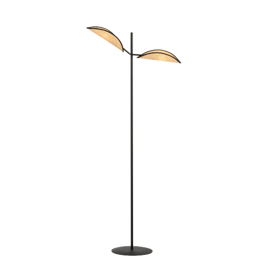 shumee Stojací lampa VENE LP2 BLACK/RATTAN 1160/LP2 originální design stínidel