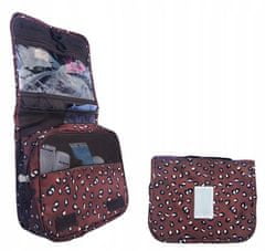 INNA Kosmetický cestovní kufřík na kosmetiku s háčkem, skládací skvrnitá hnědá barva