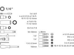 Extol Premium Hlavice nástrčné, sada 57ks, 1/4", CrV