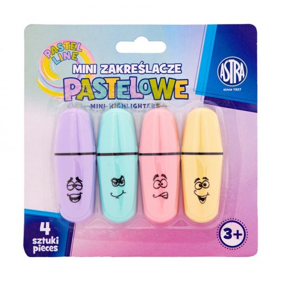 Astra Sada pastelových mini zvýrazňovačů, 1-5mm, klínový hrot, 4ks, 317122006