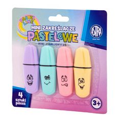 Astra Sada pastelových mini zvýrazňovačů, 1-5mm, klínový hrot, 4ks, 317122006