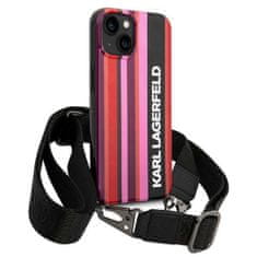 Karl Lagerfeld KLHCP14SSTSTP hard silikonové pouzdro iPhone 14 6.1" pink Color Stripes Strap