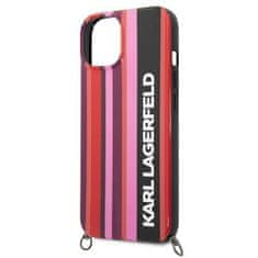 Karl Lagerfeld KLHCP14SSTSTP hard silikonové pouzdro iPhone 14 6.1" pink Color Stripes Strap