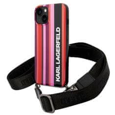 Karl Lagerfeld KLHCP14SSTSTP hard silikonové pouzdro iPhone 14 6.1" pink Color Stripes Strap