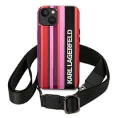 Karl Lagerfeld KLHCP14SSTSTP hard silikonové pouzdro iPhone 14 6.1" pink Color Stripes Strap