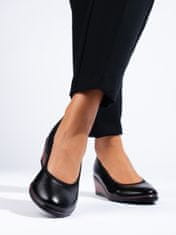 Amiatex Trendy dámské černé lodičky na klínku + Ponožky Gatta Calzino Strech, černé, 37