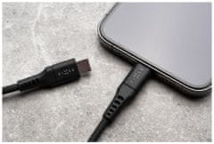 FIXED Nabíjecí a datový Liquid silicone kabel FIXED s konektory USB-C/Lightning a podporou PD, 1.2m, MFI, černý