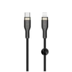 FIXED Krátký nabíjecí a datový opletený kabel FIXED s konektory USB-C/Lightning a podporou PD, 0.5m, MFI, černý