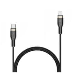 FIXED Dlouhý nabíjecí a datový opletený kabel FIXED s konektory USB-C/Lightning a podporou PD, 2m, MFI, černý