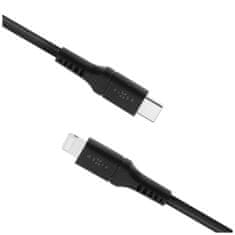 FIXED Krátký nabíjecí a datový Liquid silicone kabel FIXED s konektory USB-C/Lightning a podporou PD, 0.5m, MFI, černý