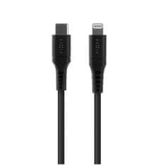 FIXED Nabíjecí a datový Liquid silicone kabel FIXED s konektory USB-C/Lightning a podporou PD, 1.2m, MFI, černý