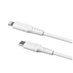 FIXED Krátký nabíjecí a datový Liquid silicone kabel FIXED s konektory USB-C/Lightning a podporou PD, 0.5m, MFI, bílý