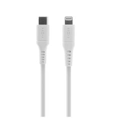 FIXED Krátký nabíjecí a datový Liquid silicone kabel FIXED s konektory USB-C/Lightning a podporou PD, 0.5m, MFI, bílý