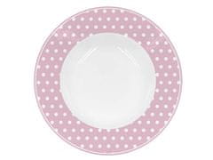 Isabelle Rose Porcelánový talíř polévkový s puntíky růžový 22 cm
