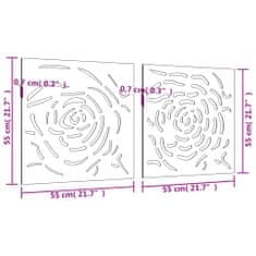 Petromila Zahradní nástěnné dekorace 2 ks 55 x 55 cm cortenová ocel Růže