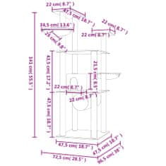 Petromila Škrabadlo pro kočky se sisalovými sloupky krémové 141 cm