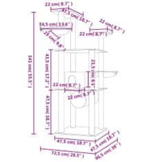 Petromila Škrabadlo pro kočky se sisalovými sloupky světle šedé 141 cm