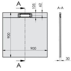 POLYSAN KAZUKO sprchová vanička z litého mramoru, čtverec 90x90cm, bílá 40332 - Polysan