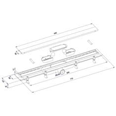 POLYSAN FLISE podlahový žlab s nerezovým roštem i pro dlažbu, L-710, DN50 73671 - Polysan