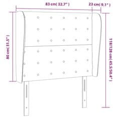 Vidaxl Čelo postele typu ušák světle šedé 83 x 23 x 118/128 cm samet