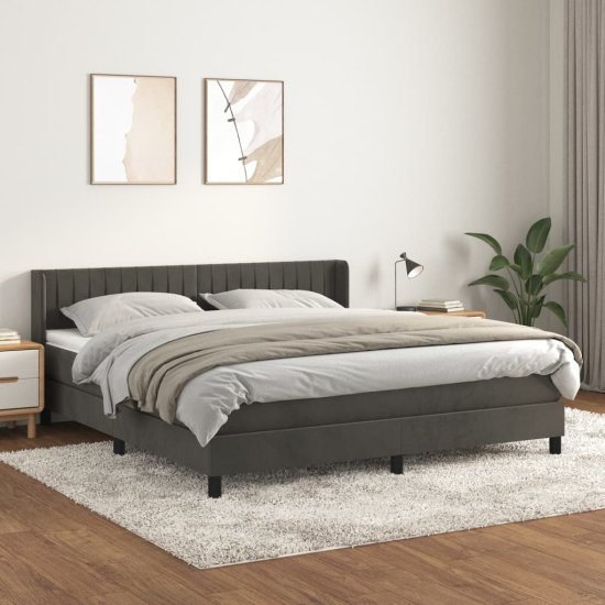 Vidaxl Box spring postel s matrací tmavě šedá 180x200 cm samet