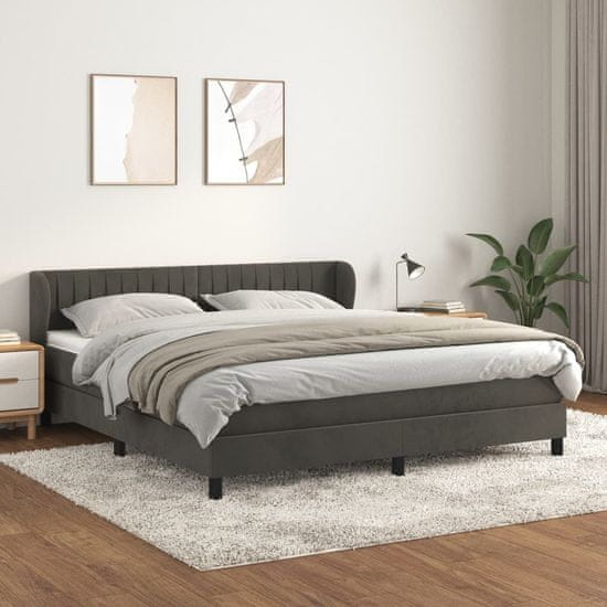 Greatstore Box spring postel s matrací tmavě šedá 180x200 cm samet