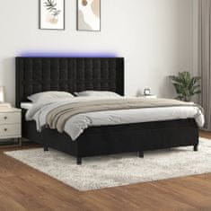 Greatstore Box spring postel s matrací a LED černá 180x200 cm samet