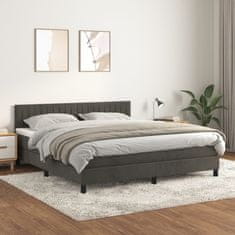 Vidaxl Box spring postel s matrací tmavě šedá 180x200 cm samet