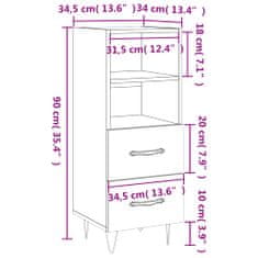 Vidaxl Příborník bílý s vysokým leskem 34,5x34x90 cm kompozitní dřevo