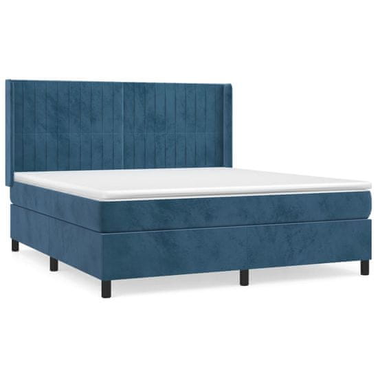 Vidaxl Box spring postel s matrací tmavě modrá 180x200 cm samet