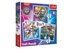 Trefl Puzzle 3v1 Mocná štěňata Tlapková patrola/Paw Patrol 20x19,5cm v krabici 28x28x6cm