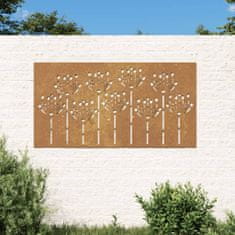 shumee vidaXL zahradní nástěnná dekorace 105x55 cm Corten Steel Flowers